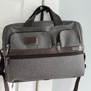 Tumi Charcoal and Dark Brown Briefcase
